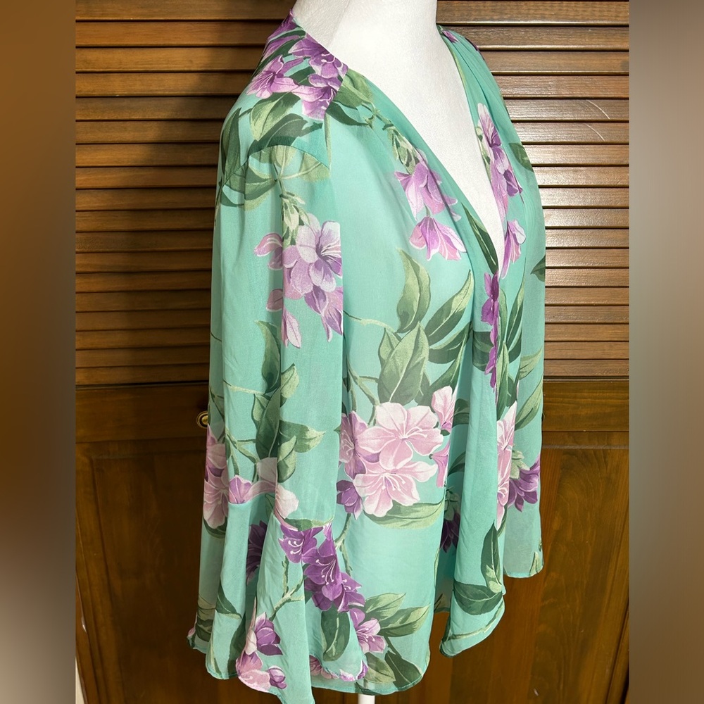 Sweet Pea by Stacy Frati Floral Blouse Summer Kimono Size M - Picture 5 of 7